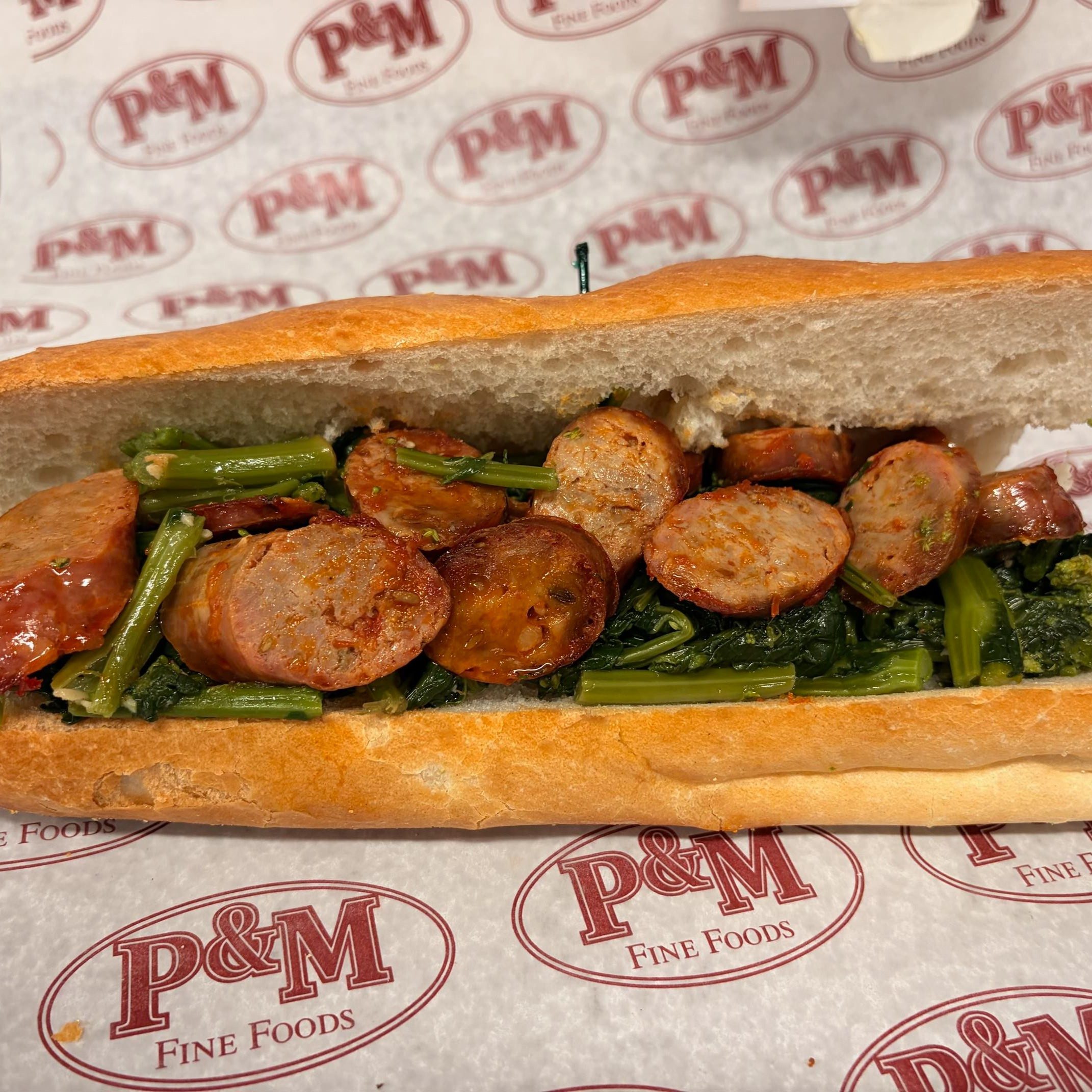 Broccoli Rabe & Sausage Hot Sub.